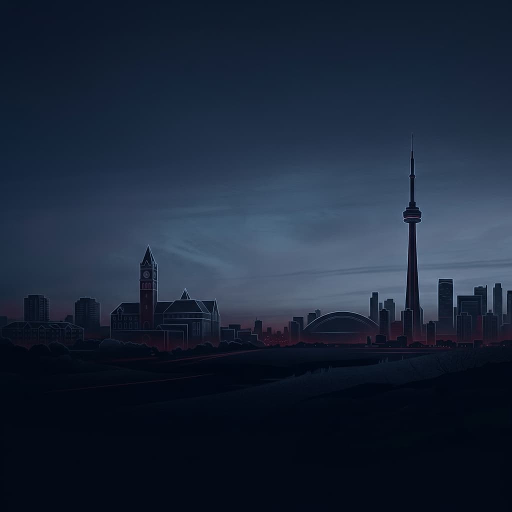 Canadian skyline and Brampton architecture landscape overlay